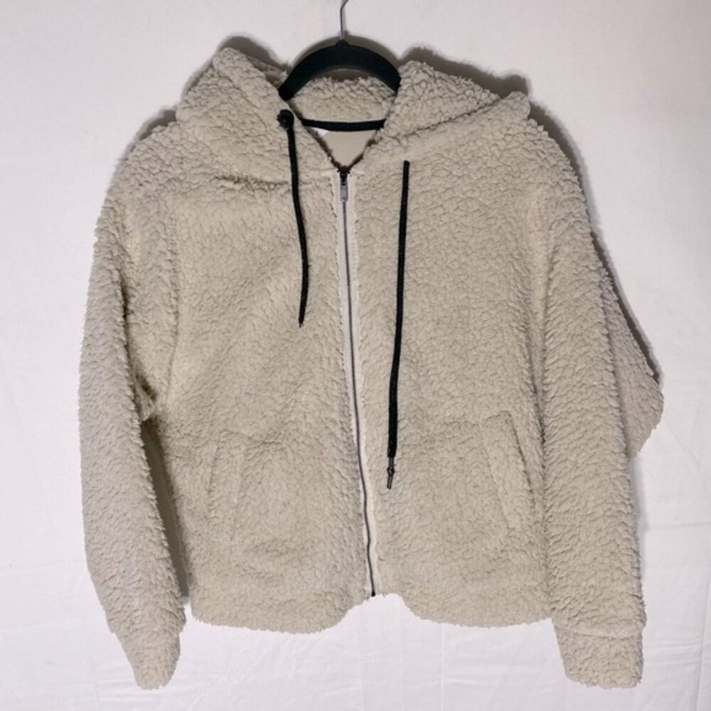 Shambhala Beige Full Zip Plush Sherpa Hoodie L